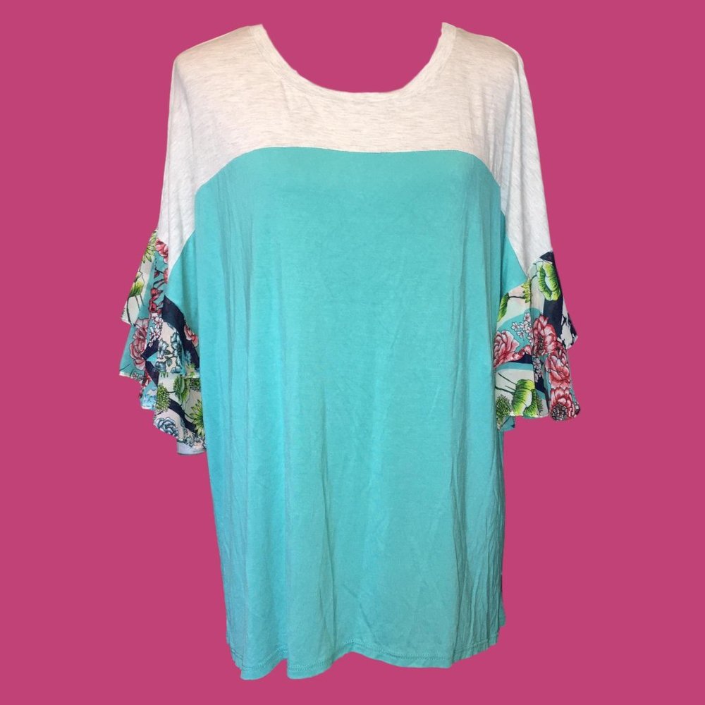 Spin Turquoise Cute, Comfy Top - 1XL